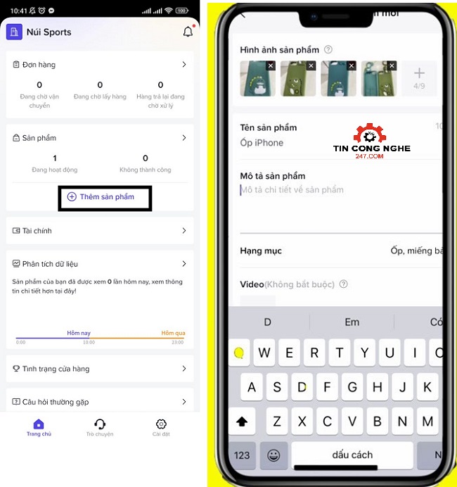 Dang san pham len tiktok shop bang dien thoai