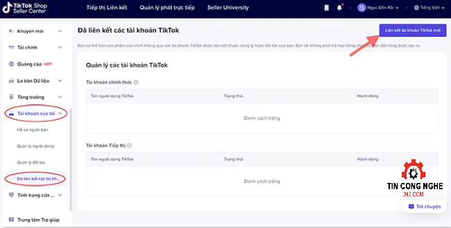 lien ket tiktok shop voi tiktok ca nhan