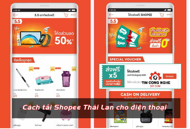 tai shopee thai lan ve dien thoai