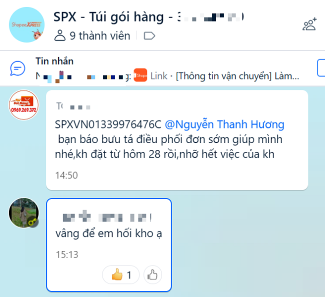 Liên hệ người bán để hối giao hàng