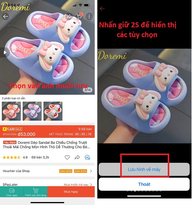 luu hinh anh tu shopee ve dien thoai