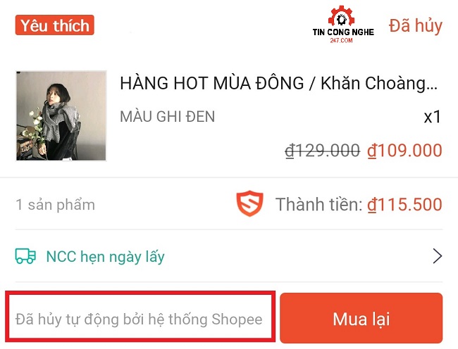 Shopee huy don hang