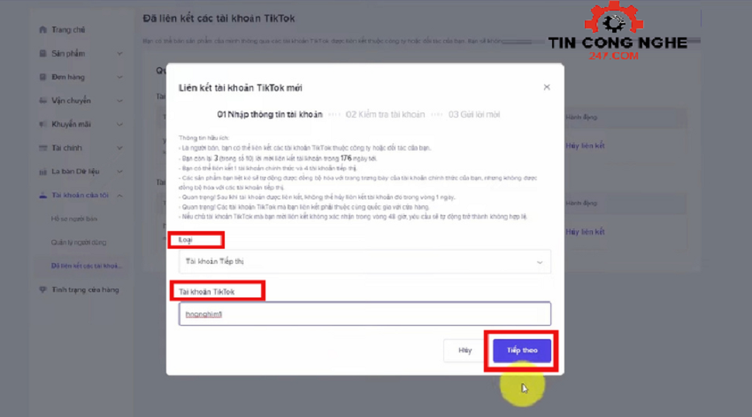 1 tiktok shop lien ket duoc may tai khoan