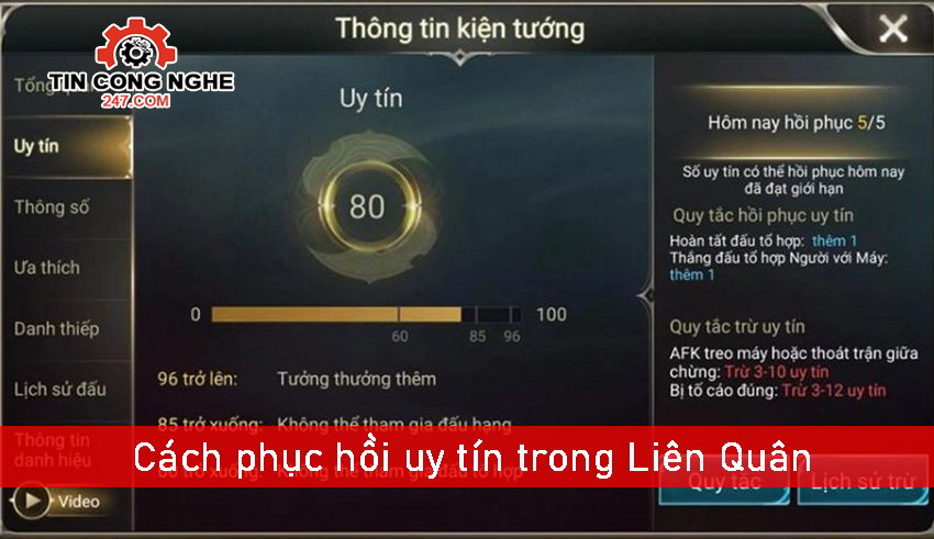 Cách phục hồi uy tín liên quân