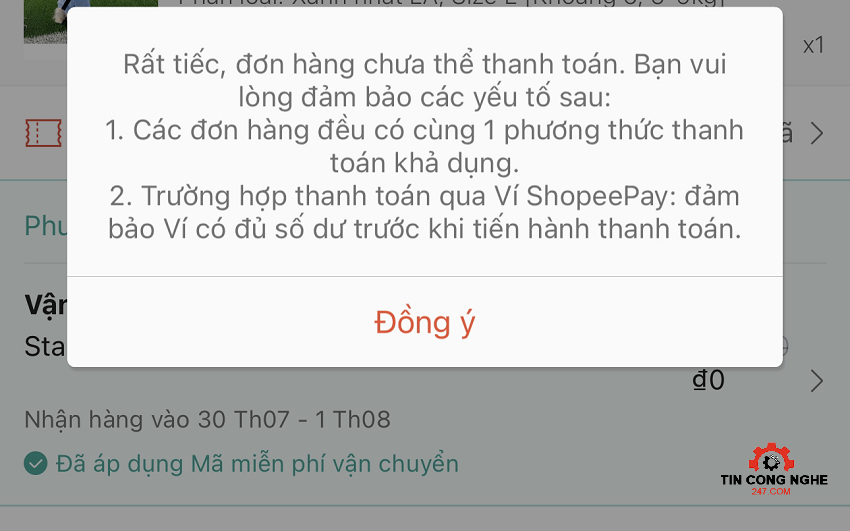 shopee khong cho thanh toan khi nhan hang