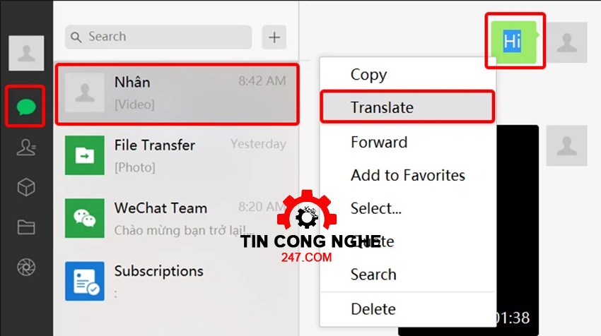 Cách dịch tin nhắn trên Wechat 