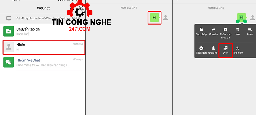 Cách dịch tin nhắn trên Wechat 