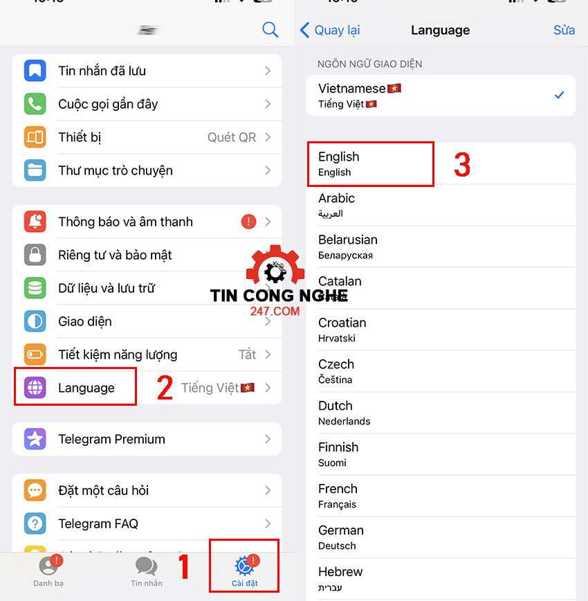 Cách đổi ngôn ngữ trên Telegram