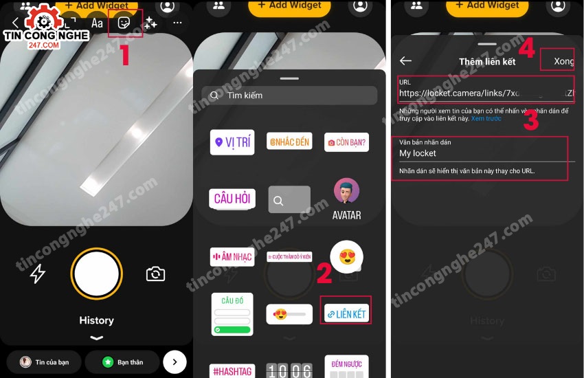 cach gan link locket tren Instagram Story