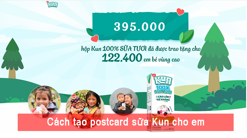 Cách tạo postcard sữa Kun cho em